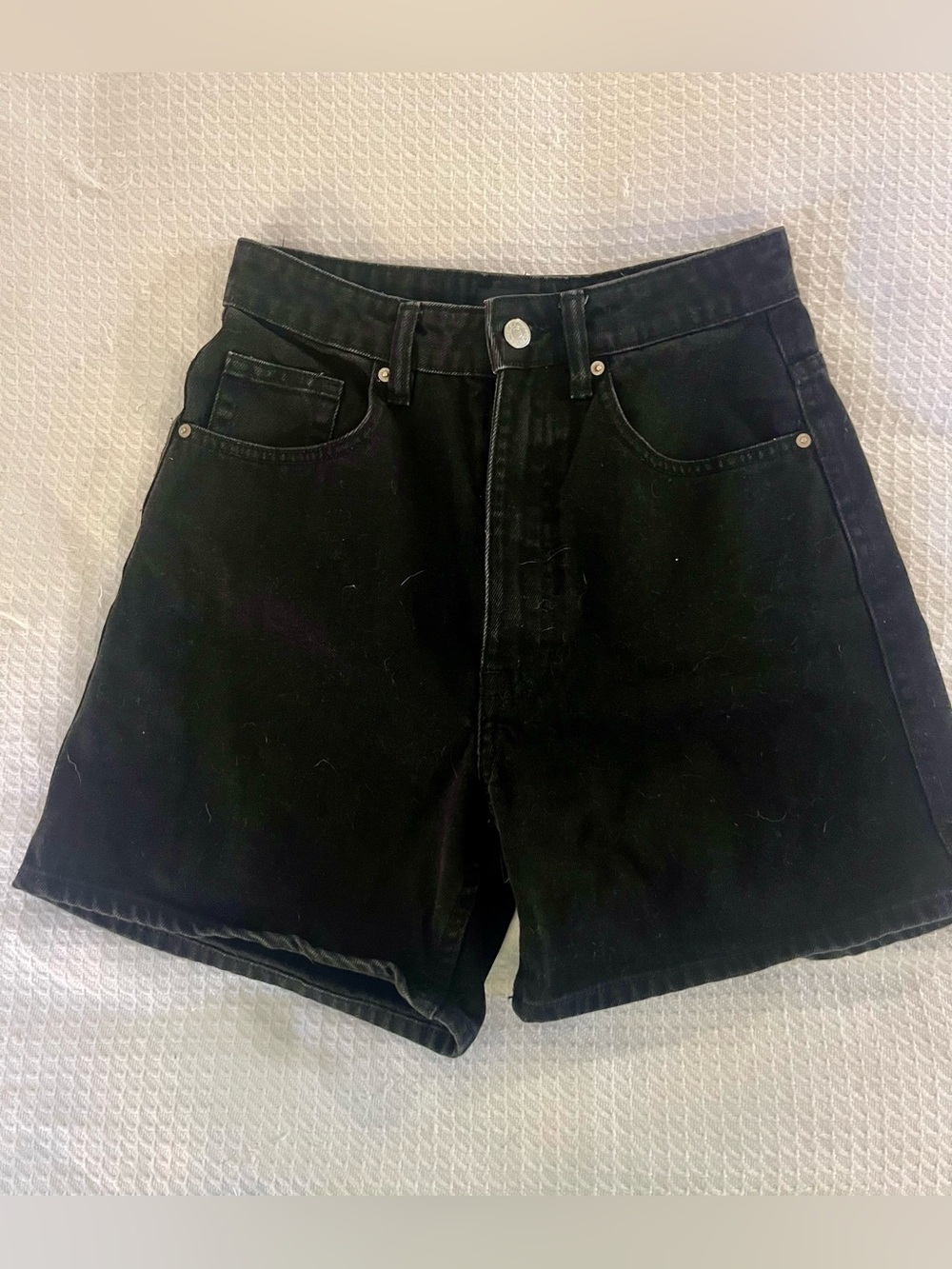 Zara high-waisted black denim shorts